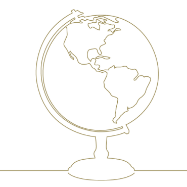 Line drawing of a globe featuring the Americas