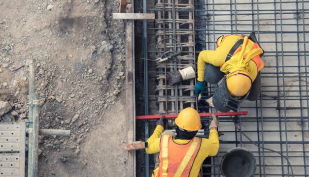 Aerial shot of Construction Workers